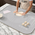 LCOCWMYS Silicone Pastry Mat, 27" x 20" Dough Rolling Mat with Raised Lip | Non‑Stick Countertop Mat for Kneading Dough, Bread, Cookies, Pizza, Fondant, Pasta, Easy‑Clean Kitchen Accessory