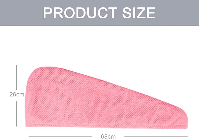 MaopaoBeauty 2 Pack Microfiber Hair Towel Wrap for Women, Lint Free Quick Drying Hair Turban for All Hair Style, Absorbent and Lightweight Hair Towel for Daily Use, Hot Pink