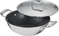 Tramontina Utsava Tri-Ply Clad Stainless Steel 2.75-Quart Kadai with Lid | Ceramic Non Stick Interior, Induction-Ready Kadhai Pot for Indian Cooking