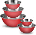 WHYSKO Stainless Steel Mixing Bowls Set, 5-Piece Meal Prep & Food Storage | .75, 1.5, 3, 4 & 5 Quart Metal Mixing Bowls Set for Prep, Serving, Baking & Food Storage, Ecofriendly, Dishwasher Safe, Red