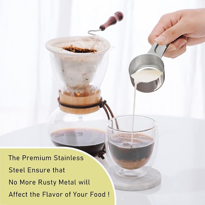 1PCS 1/2CUP(120ml, 4oz) Measuring Cup, 18/8 Stainless Steel Measure Scoop | High Precision, Food-Grade 304 SS, ‌Rust-Free, Dishwasher-Safe, Easy-Read Markings, Multi-Purpose, Sturdy & Durable