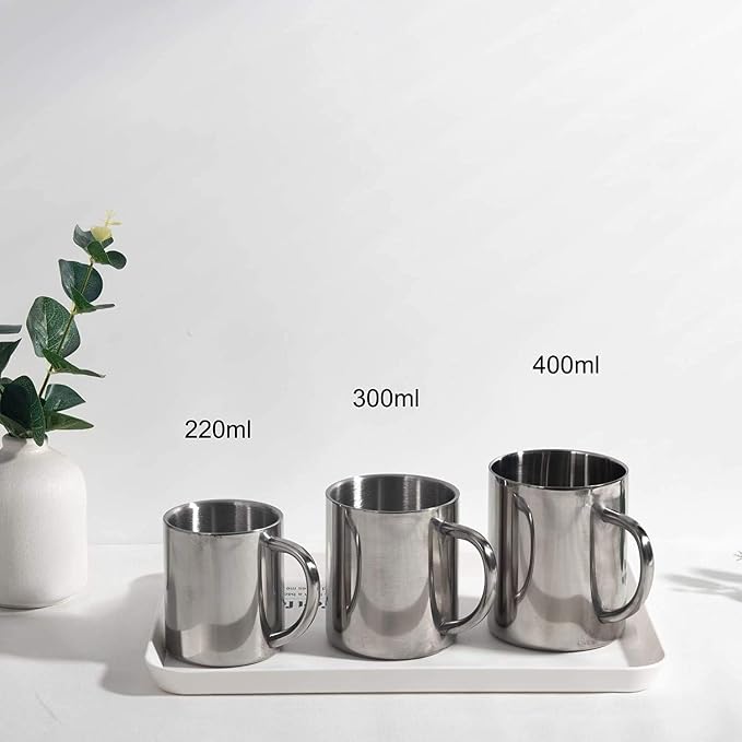 IMEEA Coffee Mug 13.5oz Double Wall Stainless Steel Cups, Set of 2