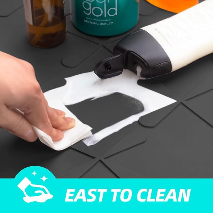 Waterproof Under Sink Mat Silicone 22"x19", Kitchen Cabinet Liner | BPA Free Home Organizer and Storage, Thick Raised Edge Cabinet Protector, Non-Slip Dog & Cat Mat, Dish Drying Mat