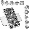 YomiFamily 30Pcs Mini Cookie Cutter Set with Box, 3 Sizes Per Shape | Stainless Steel, Tiny Polymer Clay Cutters, Small Geometric Biscuit Mold Set, Safe for Kids