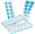 ChefAide Ice Cube Tray with Lid, 4 Packs 56 Cubes Durable Stackable Ice Cube Trays for Freezer with Removable Lids, Easy-Release Plastic & Silicone Ice Tray for Cocktail, Coffee
