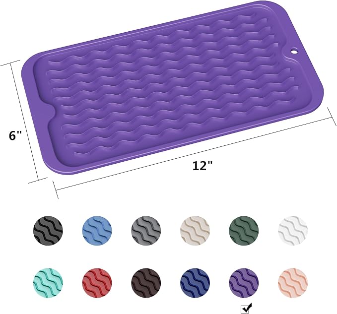ZLR Silicone Sink Caddy & Sponge Holder, 6"x12", Meadow Violet | Sink Organizer for Soap, Sponge & Brush, Doubles as Bathroom Vanity Tray, Raised Lip, Non-Slip Food-Grade Silicone