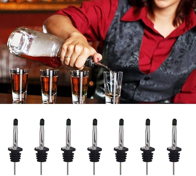 48 Pack Liquor Pour Spouts Set - Stainless Steel bottle spout and Liquor Pourers Dust Caps Covers
