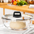 Large Glass Bowl for Sourdough Bread Making 6 QT Glass Mixing Bowl with Lid and Solid Black Bakelite Handle Clear Sourdough Bread Proofing Bowl with Cover Ideal for Baking Meal