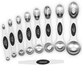 Aovchei 9 PCS Black Magnetic Measuring Spoons Set | Dual Sided, Stainless Steel Small Tablespoon, Teaspoons, Fits in Spice Jars, for Dry and Liquid