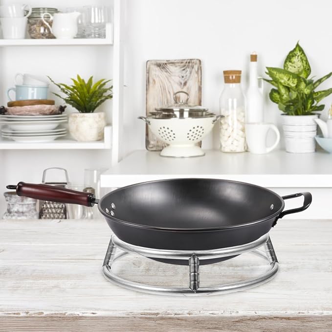 Wok Ring for Electric Stove 11.5 Inch Stainless Steel Wok Rack Support Stand for Gas Hob and Grill Heavy Duty Round Rack Stand for Kitchen Cookware Heat Resistant