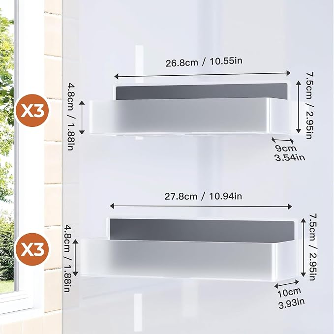 Mystozer Magnetic Spice Rack for Refrigerator, Kitchen Organizer and Storage Shelf, Clear (6 Pack)…