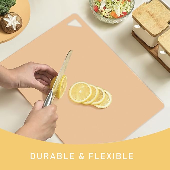 7 Pieces Plastic Flexible Cutting Boards for Kitchen, BPA- Free,15"x12" | Non Slip Cutting Mats with Food Icons, Easy-Grip Handles