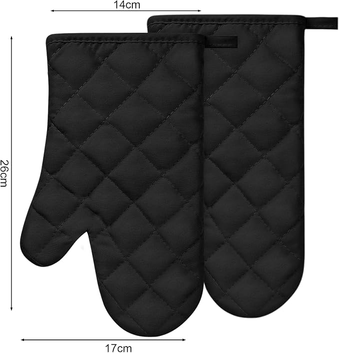 AUAUY 1 Pair Oven Mitts, Heat Resistant BBQ Gloves-Oven Mitts with Recycled Infill Cotton Non-Slip Cooking Gloves for BBQ Kitchen Baking Cooking - Black | Oven Gloves Non-Slip Kitchen Gloves for Oven, BBQ Gloves-Oven Mitts Infill Cotton Cooking Gloves ...