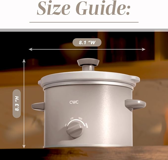 COOK WITH COLOR 2QT Mini Electric Round Slow Cooker - Adjustable Settings, Removable Stoneware Pot, Tempered Glass Lid, Dishwasher Safe, Cool-Touch Side Handles, Sand