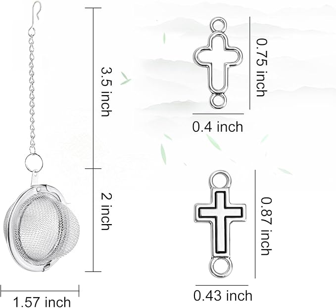 2Pcs Christian Baptism Tea Infuser, 2.1” Tea Ball with Jesus Cross Pendant | Stainless Steel,Tea Diffuser for Filtering Tea,Tea Infusers for Loose Tea, for Flavoring Herbal Spices and Seasonings