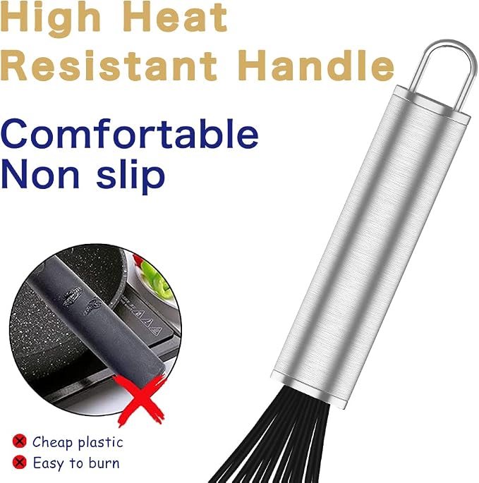 OYV Black Silicone Whisk Set of 3, 8/10/12 Inch, Non-Scratch | BPA-Free Silicone, Heat Resistant Up to 480°F, Stainless Steel Core, Dishwasher Safe, Nonstick-Safe