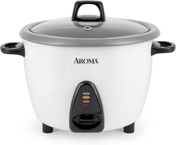 AROMA Rice Cooker, 10-Cup (Uncooked) / 20-Cup (Cooked), Steamer, Auto Keep Warm, Soup Maker, Oatmeal Cooker, Large Rice Cooker, 5 Qt, White, ARC-360-NGP