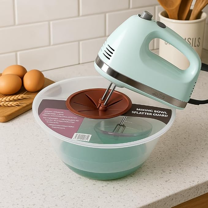 Dependable Industries inc. Essentials 12" Mixing Bowl Splatter Guard BPA FREE Fits Most Hand and Electric Mixers Red
