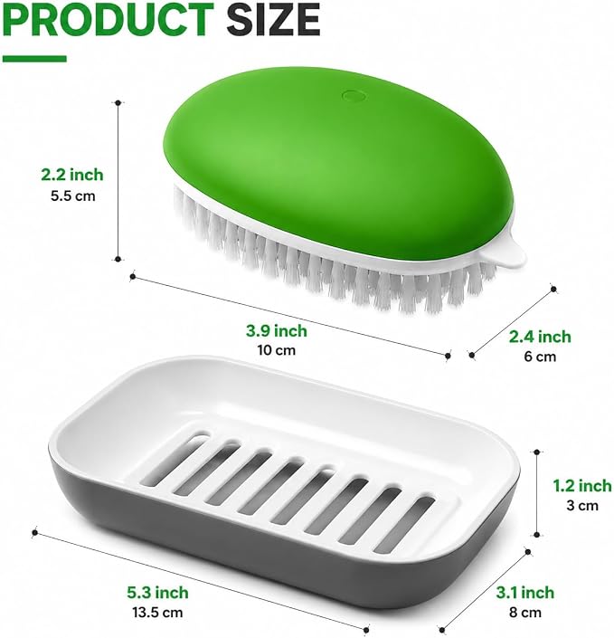 Fruit and Vegetable Cleaning Brush, Vented Box, Stiff Bristles, Green