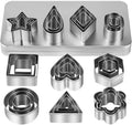 Mini Cookie Cutters Set with Box, QtoiKce 30Pcs Small Stainless Steel Flower Square Heart Round Star Triangle Oval Shapes Cookie Cutters, Mini Polymer Clay Cutters for Kids