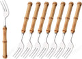 8 PCS Small Fork, 6.3 Inches Stainless Steel Dessert Forks with Bamboo Handle, Kitchen Flatware Cutlery Set, Use for Tasting Cakes Fruits and Appetizer, Mirror Polished