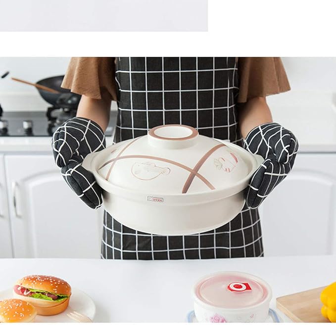 Oven Mitts and Potholders BBQ Gloves-Oven Mitts and Pot Holders with Recycled Infill Silicone Non-Slip Cooking Gloves for Cooking Baking Grilling (4-Piece Set,Black)
