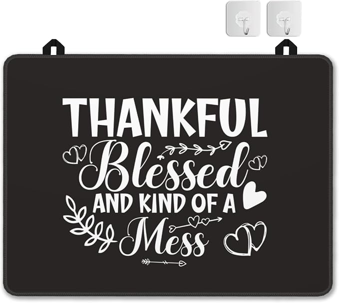 Thankful Blessed and Kind of a Mess Stove Top Cover for Electric Stove,Extra Thick Natural Rubber Glass Top Protector,Prevents Scratching,Expands Usable Space 28 x 20