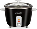 Proctor Silex Rice Cooker & Food Steamer, 16 Cups Cooked (8 Cups Uncooked) | Includes Steam and Rinsing Basket , Measuring Cup & Spatula | Easy 1 Touch Controls | Black | 37527MN