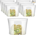100% Silicone Reusable Storage Bag Quart Size, 9 Pack Stand-Up Wide-Mouth Zip-Lock Food Storage Bags, Easy-Fill Easy-Open Easy-Clean Space-Saving, Microwave & Dishwasher Safe, 34oz, Translucent