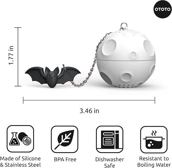 Cute Tea Strainers - Loose Leaf Tea Steeper, Tea Infuser for Loose Leaf Tea, Tea Diffusers, Tea Accessories, Mushroom Gifts, Cute Kitchen Accessories, White Elephant Gifts, (Moonlit, Spooky, Gothic)