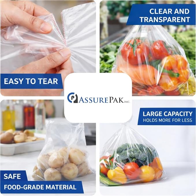 Retail Bags Direct Produce Bags, 18" x 24", 12 Micron, 1200 Count, 2 Rolls