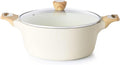 SENSARTE Ceramic Nonstick Stock Pot with Lid, 2.6/4.5/6.6/8.5/11 QT Soup Pot Casserole Pot, Non-toxic Healthy Pasta Pot, Large Cooking Pot Stew Pot, Induction Compatible, PFOA PFAS PTFE Free, White