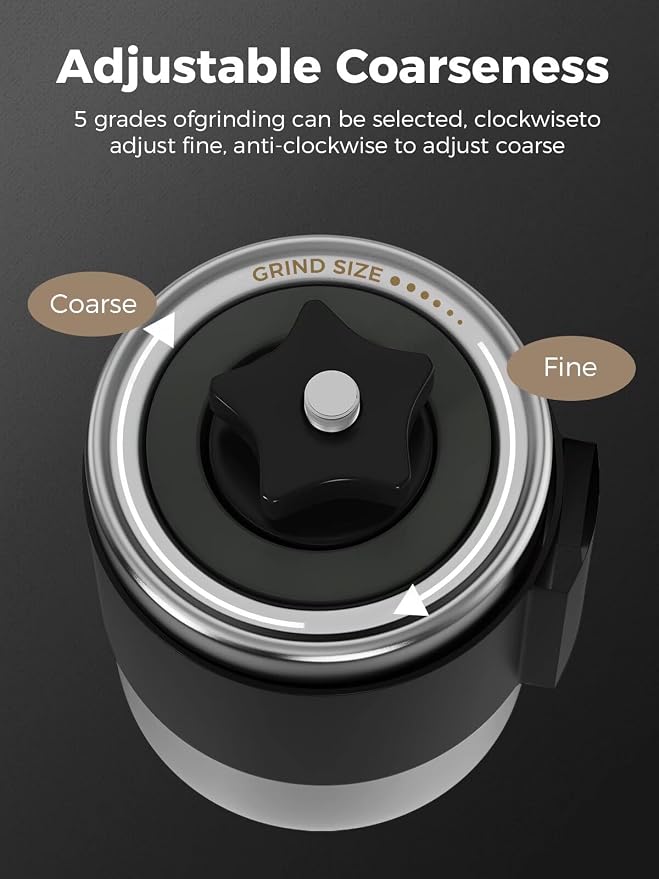 Manual Coffee Grinder, Portable Burr Mill | 304 Stainless Steel, Ceramic Burr, 20g Capacity, Adjustable Grind, For Home, Office, Travel and Camping