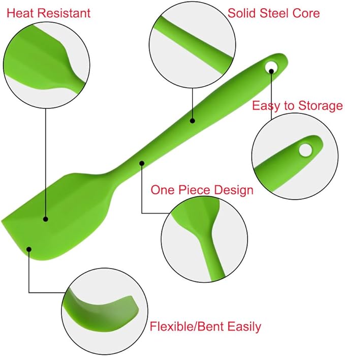 Silicone Spatulas, 11 inch Rubber Spatula Heat Resistant Seamless One Piece Design Non-Stick Flexible Scrapers Baking Mixing Tool (4 Piece)