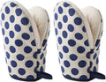 1 Pair Mini Oven Mitts,High Heat Resistant Oven Gloves,Kitchen Short Oven Mit with Hanging Loop for BBQ, Baking, Cooking and Grilling, (dotblue)