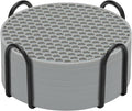 TWTLi Silicone Coasters Set of 8 with Holder — Non-Slip Drink Coasters for Coffee Table, Home Bar & Kitchen, Protects Wood & Marble Surfaces from Water Rings, Dishwasher Safe (Gray)