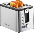 Mecity Toaster 2 Slice Stainless Steel Body, Timer, Bagel, Defrost, Reheat, Cancel Functions, Warming Rack, Removable Tray, 6 Browning Settings, Extra Wide Slots, Bread Toaster 800W