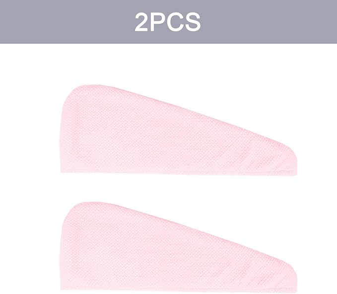 MaopaoBeauty Microfiber Hair Towel, 2 Packs Hair Turbans for Wet Hair, Drying Hair Wrap Towels for Curly Hair Women, Large Hair Towel for All Hair Style, Pink