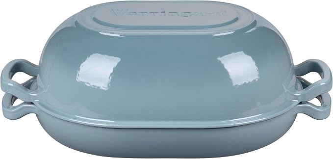 VORRINGARD Enameled Cast Iron Sourdough Bread Oven, Dutch Oven, Loaf Cast Iron Bread Pan for Homemade Bread Baking, Meatloaf Pan with Lid, 7QT, Sea Salt