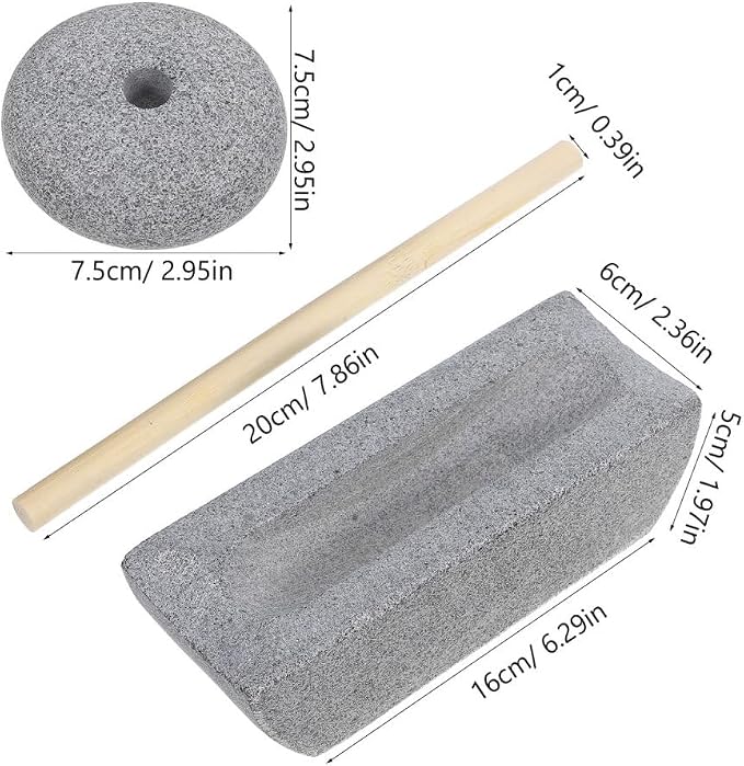 ABOOFAN 1 Set Traditional Chinese Stone Mill Manual Grinder with Hand Crank for Tea Spice Grinding Compact Rolling Pestle for Home Use Ergonomic Design for Effortless Grinding