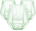 40 Pack Plastic Wine Glasses, 12 Oz Disposable Cocktail Whiskey Glasses | Diamond Stemless Champagne Margarita Glasses, Unbreakable Reusable Plastic Party Cups for Wedding Birthday (Green)