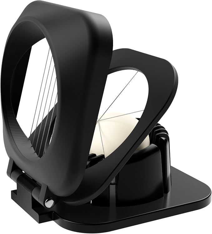 Multipurpose 3 in 1 Heavy Duty Egg Slicer, Stainless Steel Wire, Dark Black | Not Dishwasher Safe, Rust Resistant, Egg Cutter for Hard Boiled Eggs, Soft Food and Soft Fruit, Salads, Butter, Cheese, Spam