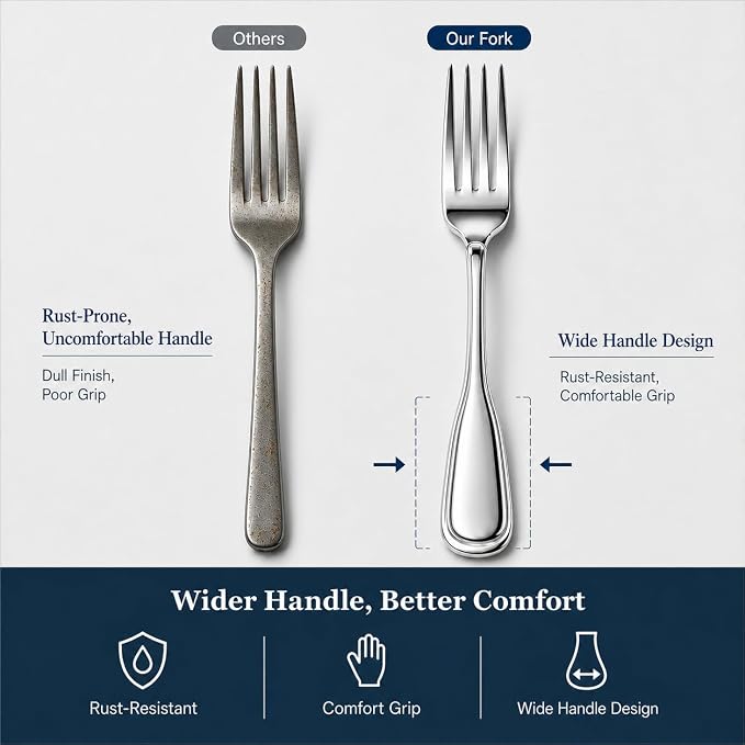 Silverware Set for 8, 40 Piece Utensils Stainless Steel Flatware Set | Boston Style Mirror Polished Spoons and Forks Set for Kitchen，Dishwasher Safe