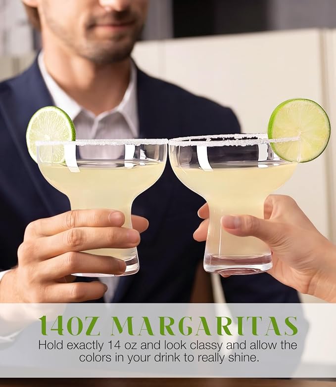 Martini Glasses Set of 2, 14oz Coupe Cocktail Glasses for Margarita | Manhattan, Cosmopolitan, Espresso, Home Bar, Evening Parties, Birthdays, Housewarming Gift