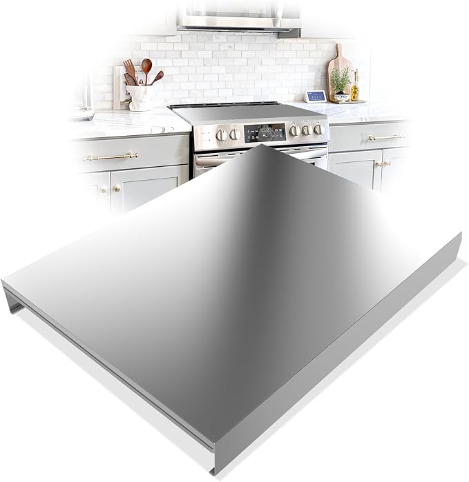 Stainless Steel Gas Stove Top Cover, Multi-functional Noodle Board, Cooktop Cover for Expanding Kitchen Space, Robust and Durable, 30"Wx 22"Dx2.67"H, Silver