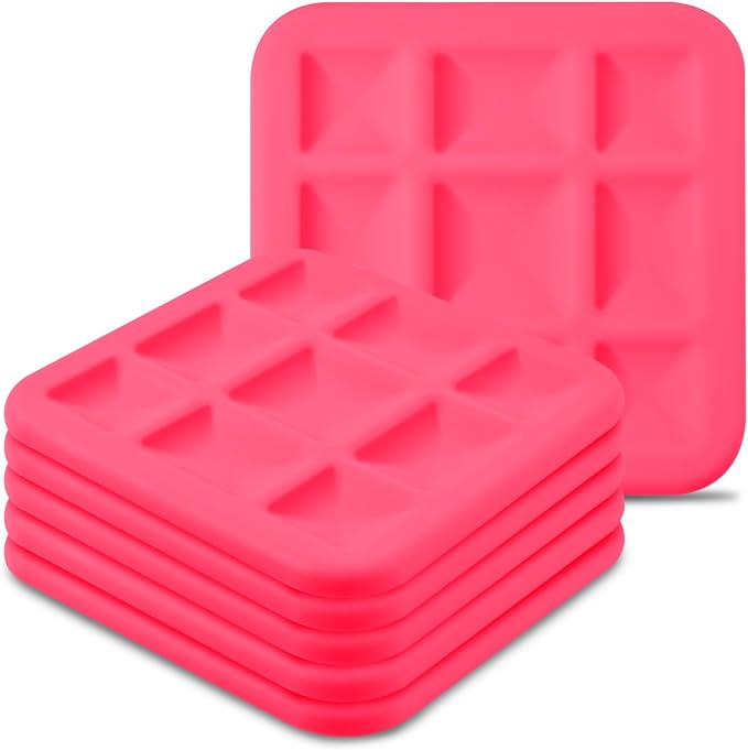 Silicone Trivets for Hot Pots and Pans, Pot Holders Hot Pads 6 Pack Silicone Mats for Kitchen Counter, Soft Durable Drying Mat, Jar Opener and Coasters (Pink)