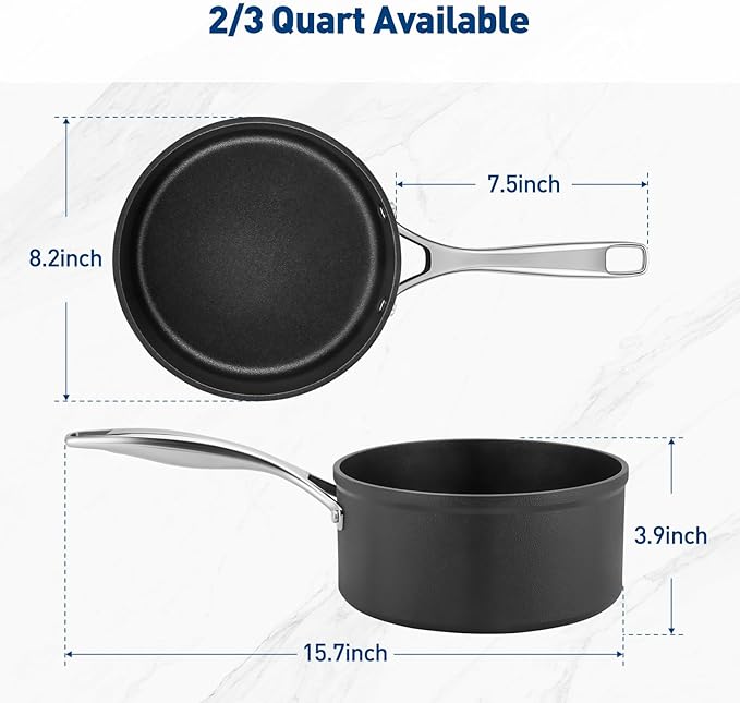 Duxtop Pro Hard Anodized Nonstick Sauce Pan with Lid 3 Quart | Induction Cooking Pot, Nonstick Coating Supports Easy Cleanup, Dishwasher & Oven Safe