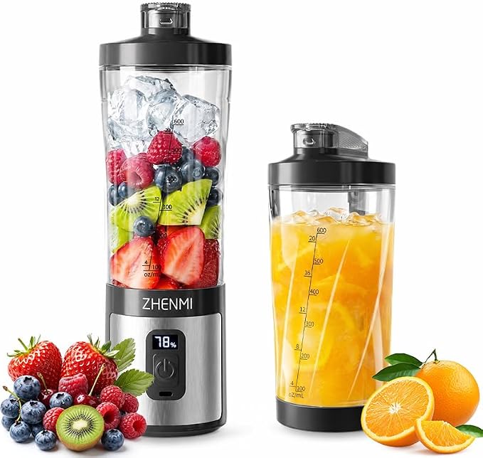 Portable Blender, Personal Blender for Smoothies & Shakes,Ice Crush, 3 Programs, USB-C Rechargeable, 20 oz removable Vessel, Dishwasher Safe, Leakproof, black