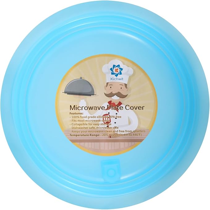 Silicone Microwave Plate Cover Collapsible, Dishwasher Safe and BPA Free, Blue, 10.2"