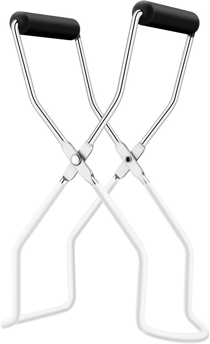 Canning Jar Lifter, Canning Tongs Jar Lifter, Canning Tools, Canning Supplies for Home Kitchen, Stainless Steel, White
